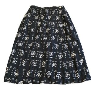 Susan Bristol Linen Blend Midi Skirt 8 Faux Wrap Blue Modest Nautical Costal‎